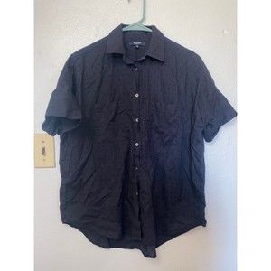 Black Madewell Button Down Short Sleeve Blouse